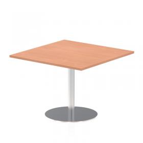 Italia 800mm Poseur Square Table Beech Top 720mm High Silver Leg ITL0334