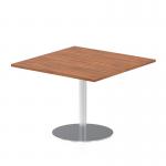 Italia 800mm Poseur Square Table Walnut Top 720mm High Silver Leg ITL0335