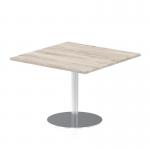 Italia 800mm Poseur Square Table Grey Oak Top 720mm High Silver Leg ITL0339