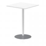 Italia 800mm Poseur Square Table White Top 1145mm High Silver Leg ITL0342