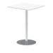 Italia 800mm Poseur Square Table White Top 1145mm High Silver Leg ITL0342