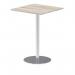 Italia 800mm Poseur Square Table Grey Oak Top 1145mm High Silver Leg ITL0345