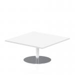 Italia 1000mm Square Coffee Table White Top 475mm High Silver Leg ITL0348