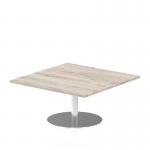 Italia 1000mm Square Coffee Table Grey Oak Top 475mm High Silver Leg ITL0351