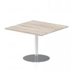 Italia 1000mm Poseur Square Table Grey Oak Top 720mm High Silver Leg ITL0357