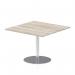 Italia 1000mm Poseur Square Table Grey Oak Top 720mm High Silver Leg ITL0357