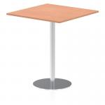 Italia 1000mm Poseur Square Table Beech Top 1145mm High Silver Leg ITL0358