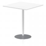 Italia 1000mm Poseur Square Table White Top 1145mm High Silver Leg ITL0360