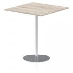 Italia 1000mm Poseur Square Table Grey Oak Top 1145mm High Silver Leg ITL0363