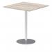 Italia 1000mm Poseur Square Table Grey Oak Top 1145mm High Silver Leg ITL0363