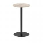 Italia 600mm Poseur Round Table Grey Oak Top 1145mm High Black Leg ITL0381