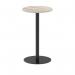 Italia 600mm Poseur Round Table Grey Oak Top 1145mm High Black Leg ITL0381