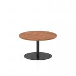 Italia 800mm Round Coffee Table Walnut Top 475mm High Black Leg ITL0383