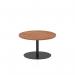 Italia 800mm Round Coffee Table Walnut Top 475mm High Black Leg ITL0383