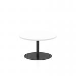 Italia 800mm Round Coffee Table White Top 475mm High Black Leg ITL0384