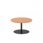 Italia 800mm Round Coffee Table Oak Top 475mm High Black Leg ITL0386