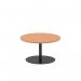 Italia 800mm Round Coffee Table Oak Top 475mm High Black Leg ITL0386