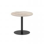 Italia 800mm Poseur Round Table Grey Oak Top 720mm High Black Leg ITL0393