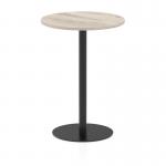 Italia 800mm Poseur Round Table Grey Oak Top 1145mm High Black Leg ITL0399