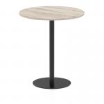 Italia 1000mm Poseur Round Table Grey Oak Top 1145mm High Black Leg ITL0417