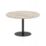 Italia 1200mm Poseur Round Table Grey Oak Top 720mm High Black Leg ITL0429