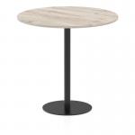 Italia 1200mm Poseur Round Table Grey Oak Top 1145mm High Black Leg ITL0435