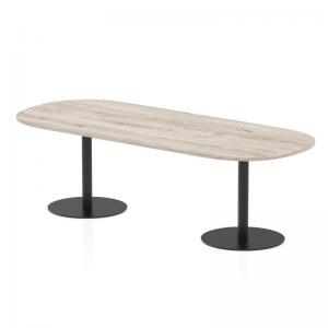 Italia 2400mm Poseur Boardroom Table Grey Oak Top 720mm High Black Leg