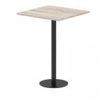 Italia 800mm Poseur Square Table Grey Oak Top 1145mm High Black Leg ITL0507