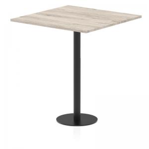 Italia 1000mm Poseur Square Table Grey Oak Top 1145mm High Black Leg