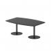 This image is of a dynamic poseur table from Italia, measuring 1800mm and featuring a high gloss black table top. The table stands at 725mm high with sleek black legs, creating a modern and sophisticated look.