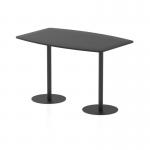 A sleek and modern photograph showcasing the Dynamic Poseur Tables Italia 1800mm table. The high gloss black top and black legs add a sophisticated touch, standing at 1145mm high. Perfect for stylish and contemporary environments.