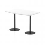 This image showcases a sleek, stylish Dynamic Poseur Table from Italia. It features a glossy white top and a sturdy black leg, standing at 1145mm high. Perfect for modern spaces, this table measures 1800mm in length.