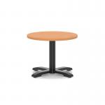 Italia 600mm Round Coffee Table Beech Top 495mm High Black Leg Cross Base ITL0892