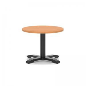 Italia 600mm Round Coffee Table Beech Top 495mm High Black Leg Cross