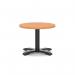 Italia 600mm Round Coffee Table Beech Top 495mm High Black Leg Cross Base ITL0892