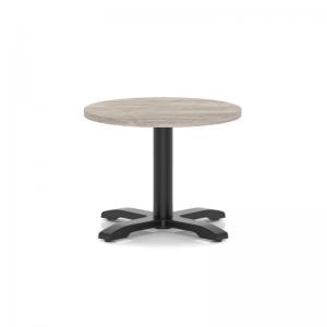 Italia 600mm Round Coffee Table Grey Oak Top 495mm High Black Leg