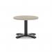 Italia 600mm Round Coffee Table Grey Oak Top 495mm High Black Leg Cross Base ITL0893