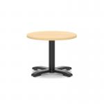 Italia 600mm Round Coffee Table Maple Top 495mm High Black Leg Cross Base ITL0894