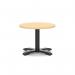 Italia 600mm Round Coffee Table Maple Top 495mm High Black Leg Cross Base ITL0894