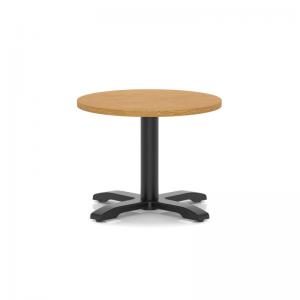 Italia 600mm Round Coffee Table Oak Top 495mm High Black Leg Cross