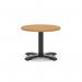 Italia 600mm Round Coffee Table Oak Top 495mm High Black Leg Cross Base ITL0895