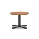 Italia 600mm Round Coffee Table Walnut Top 495mm High Black Leg Cross Base ITL0896