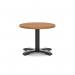 Italia 600mm Round Coffee Table Walnut Top 495mm High Black Leg Cross Base ITL0896