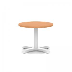 Italia 600mm Round Coffee Table Beech Top 495mm High White Leg Cross