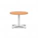 Italia 600mm Round Coffee Table Beech Top 495mm High White Leg Cross Base ITL0898