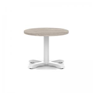 Italia 600mm Round Coffee Table Grey Oak Top 495mm High White Leg