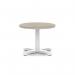 Italia 600mm Round Coffee Table Grey Oak Top 495mm High White Leg Cross Base ITL0899