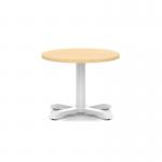 Italia 600mm Round Coffee Table Maple Top 495mm High White Leg Cross Base ITL0900