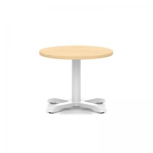 Italia 600mm Round Coffee Table Maple Top 495mm High White Leg Cross