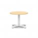 Italia 600mm Round Coffee Table Maple Top 495mm High White Leg Cross Base ITL0900